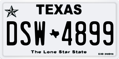 TX license plate DSW4899