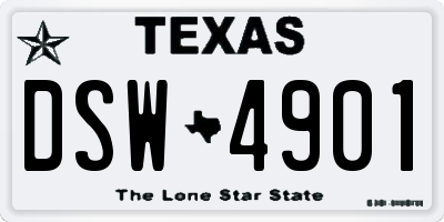 TX license plate DSW4901