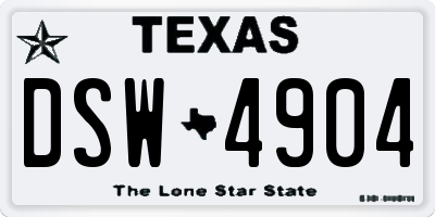 TX license plate DSW4904