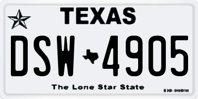 TX license plate DSW4905