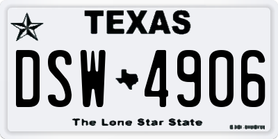 TX license plate DSW4906