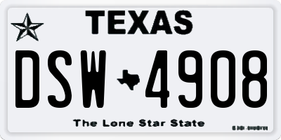 TX license plate DSW4908