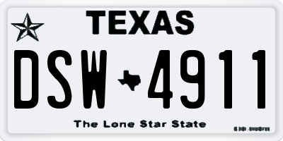 TX license plate DSW4911