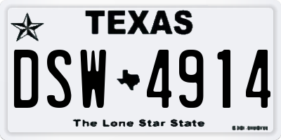 TX license plate DSW4914