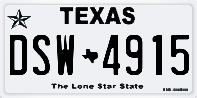 TX license plate DSW4915