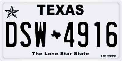 TX license plate DSW4916