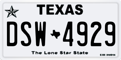 TX license plate DSW4929
