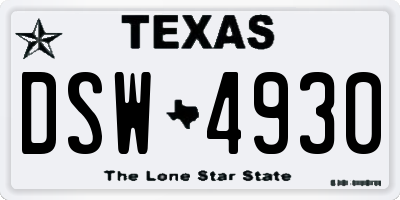 TX license plate DSW4930