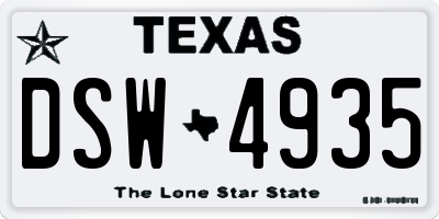 TX license plate DSW4935