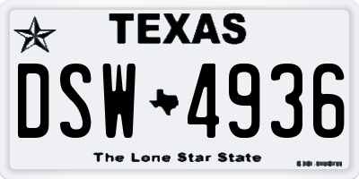 TX license plate DSW4936