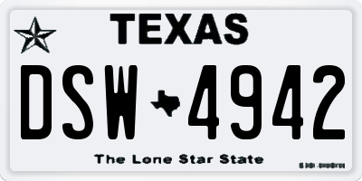 TX license plate DSW4942