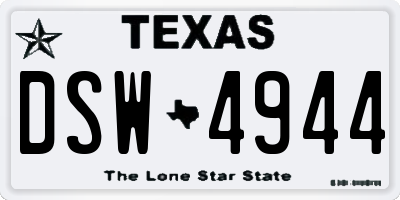 TX license plate DSW4944