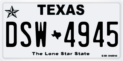 TX license plate DSW4945