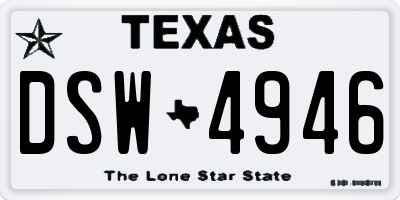 TX license plate DSW4946