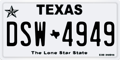TX license plate DSW4949