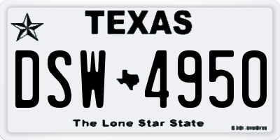 TX license plate DSW4950
