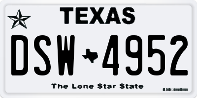 TX license plate DSW4952