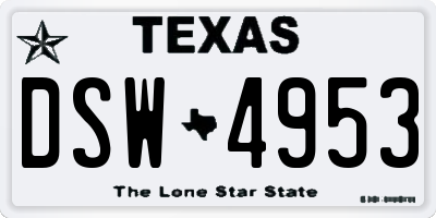 TX license plate DSW4953