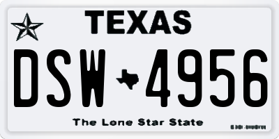 TX license plate DSW4956