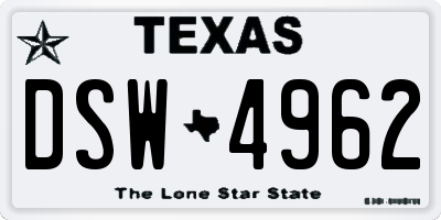 TX license plate DSW4962