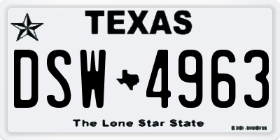 TX license plate DSW4963