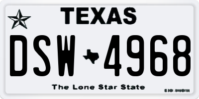 TX license plate DSW4968