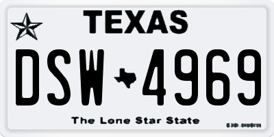 TX license plate DSW4969