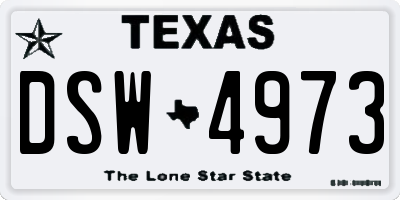 TX license plate DSW4973