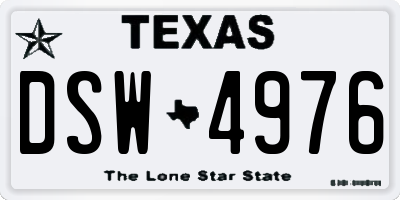 TX license plate DSW4976