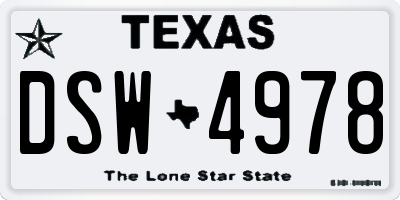 TX license plate DSW4978