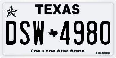 TX license plate DSW4980