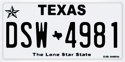 TX license plate DSW4981