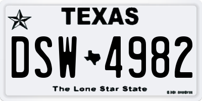 TX license plate DSW4982