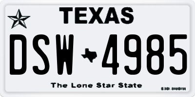 TX license plate DSW4985