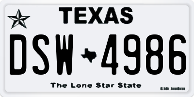 TX license plate DSW4986