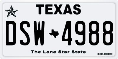 TX license plate DSW4988