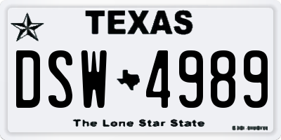 TX license plate DSW4989
