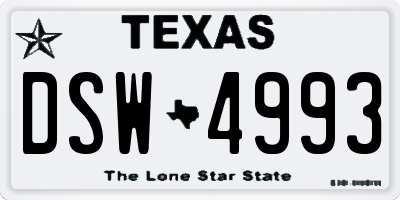 TX license plate DSW4993