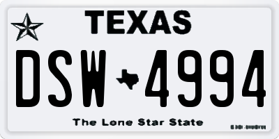 TX license plate DSW4994