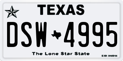 TX license plate DSW4995