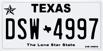 TX license plate DSW4997