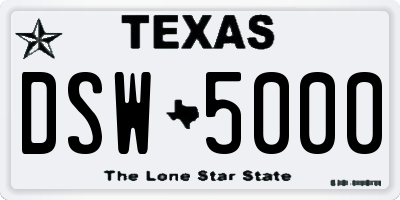 TX license plate DSW5000