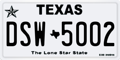 TX license plate DSW5002