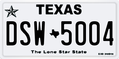 TX license plate DSW5004