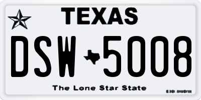 TX license plate DSW5008