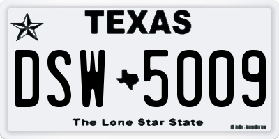 TX license plate DSW5009