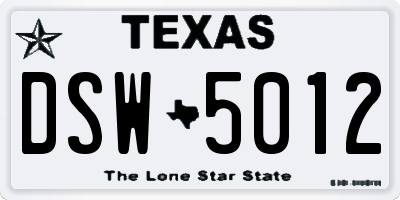 TX license plate DSW5012