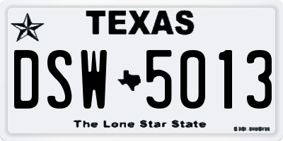 TX license plate DSW5013