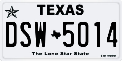 TX license plate DSW5014