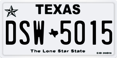 TX license plate DSW5015